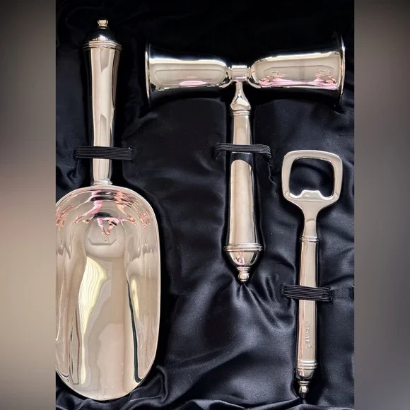Towle Copenhagen Silver-plated Bar Tools: Opener, Ice Scoop, Double Jigger 🍸 - Picture 3 of 11